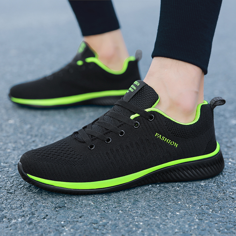 Knit Fabric Lace Up Sneakers - أحذية رياضية قابلة للتنفس للرجال والنساء
