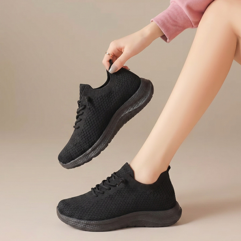 أحذية مشي صيفية للسيدات ذات شب - مراجعة Knit Fabric Lace Up Sneakers وسعره