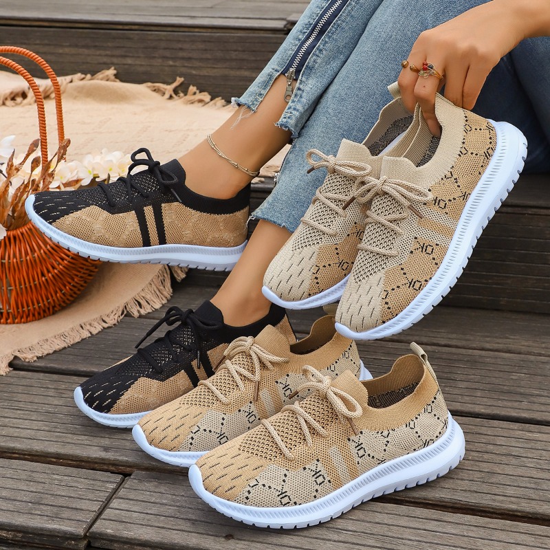 أحذية نسائية جديدة لعام 2026 ب - مراجعة Knit Fabric Lace Up Sneakers وسعره